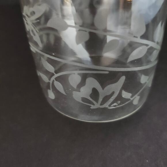 Vintage Miniature Glass Domed Butter Dish Etched Butterflies Vines Votive Candle - Picture 9 of 12